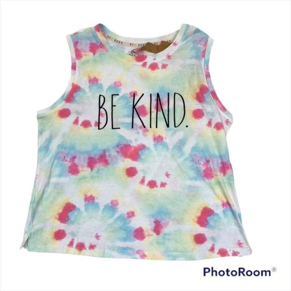 New with Tags Rae Dunn “Be Kind” Tie Dyed Muscle Shirt Size Medium - Picture 2 of 8